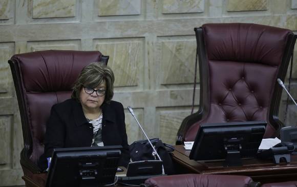 La ministra de Justicia, Gloria María Borrero, durante el foro que se realizó para analizar la reforma en la Cámara. FOTO COLPRENSA