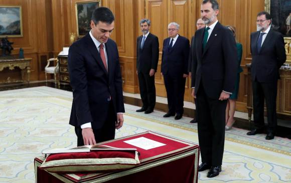 Así fue la posesión de Sánchez en el Palacio de la Zarzuela. FOTO AFP
