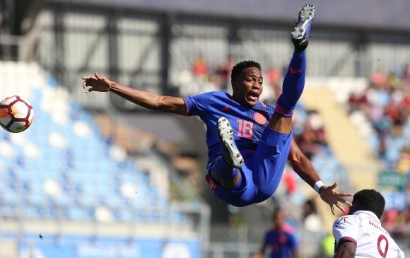 Hayen Palacios, jugador de la Selección Colombia y del Atlético Nacional. El estreno del conjunto nacional resultó desalentador para los aficionados. Hay tiempo para reaccionar. FOTO AFP