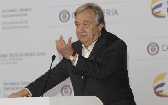 Antonio Guterres, secretario general de la ONU, rindió un informe sobre la implementación del Acuerdo. FOTO: Colprensa