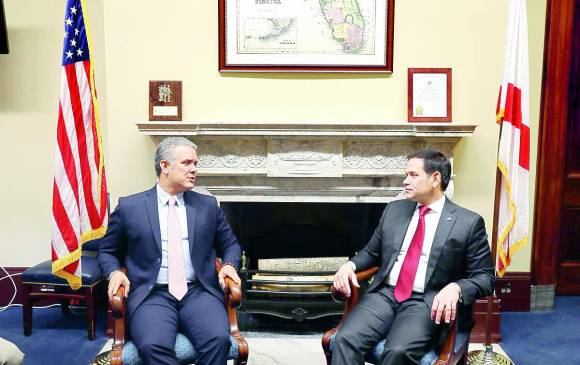 El presidente Iván Duque se reunió esta semana con el senador republicano Marco Rubio. FOTO Colprensa