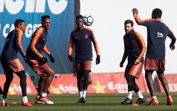 Este viernes, Yerry Mina completó tres meses como jugador del Barcelona. FOTO EFE