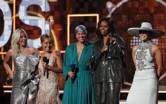 Lady Gaga, Jada Pinkett-Smith, Alicia Keys, Michelle Obama y Jennifer López. FOTO Reuters Lady Gaga, Jada Pinkett-Smith, Alicia Keys, Michelle Obama y Jennifer López. FOTO Reuters