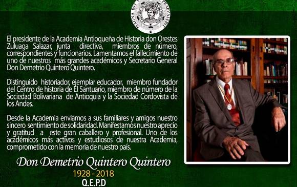 Foto: Tomada de Facebook - Academia Antioqueña de Historia. Foto: Tomada de Facebook - Academia Antioqueña de Historia.