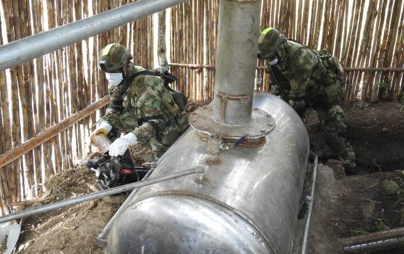 Según el Ejército, los laboratorios eran del Eln. FOTO CORTESÍA EJÉRCITO