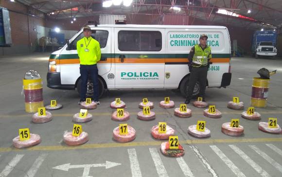 66 kilos de marihuana incautados en una bodega en Itagüí. FOTO CORTESÍA POLICÍA NACIONAL