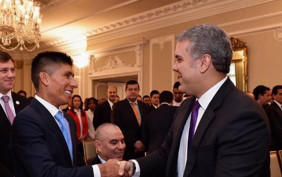 Nairo fue invitado de lujo a la celebración de los 50 años de Coldeportes. FOTO: CORTESÍA COLDEPORTES