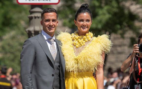 El jugador del Real Madrid Lucas Vázquez y Macarena Rodríguez. FOTO 