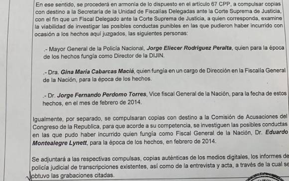Piden investigar al exfiscal Montealegre y Perdomo en caso Palomino