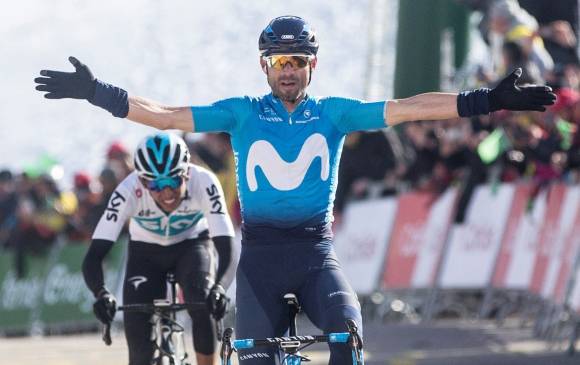 Alejandro Valverde, ciclista del Movistar, logró ayer su segunda victoria de etapa en la Vuelta a Cataluña. FOTO EFE