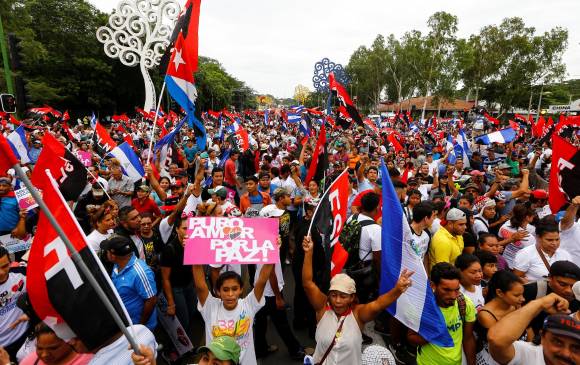 Protesta de seguidores del gobierno de Daniel Ortega. FOTO: REUTERS
