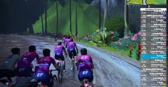 Los trabajos en simuladores están muy de moda por estos días. FOTO TWITTER EQUIPO EF PRO CYCLING