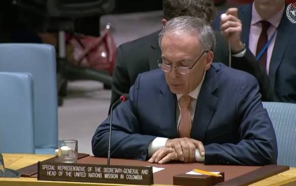 Jean Arnault, jefe de misión de observación en Colombia, presentó su informe hoy en el Consejo de Seguridad de la ONU. FOTO: Naciones Unidas