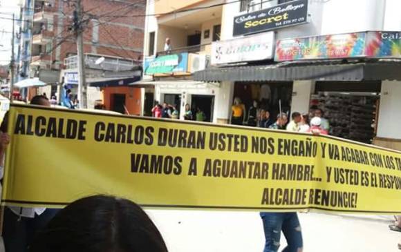 Protesta de los taxistas. FOTO CORTESÍA