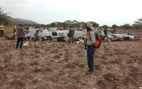 Once militares muertos dejó el accidente de un avión Casa de la Fuerza Aérea Colombiana en zona rural del municipio de Codazzi, Cesar. FOTO CORTESÍA