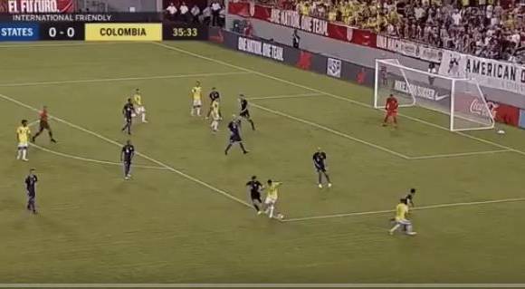 Gol de James Rodríguez en el amistoso Colombia vs Estados Unidos. Foto: @DamianRancez1