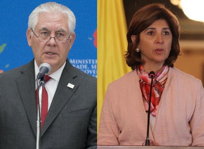 Rex Tillerson y María Ángela Holguín. Fotos EFE y Colprensa