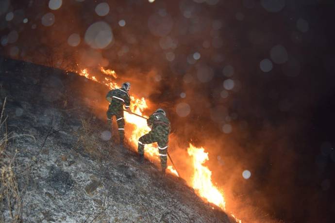 Hombres del Batallón de Atención y Prevención de Desastres n.° 80 del Ejército Nacional participaron durante toda la noche en la extinción de la conflagración. FOTO: Cortesía Ejército.