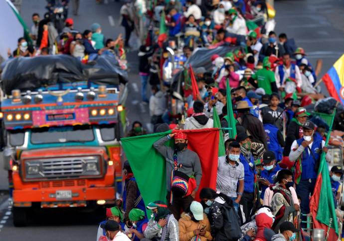 La minga llegó desde el Domingo 18 de Octubre a la capital del país. Foto: AFP
