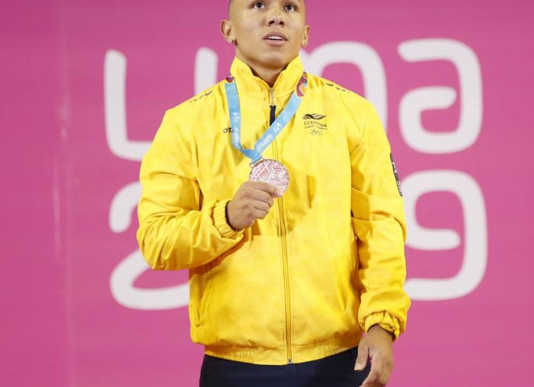 Actividad de levantamiento de pesas en los Juegos Panamericanos Lima 2019. En la foto: Luis Javier Mosquera. FOTO: Colprensa