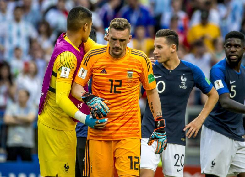 Franco Armani en partido de fútbol Selección de Francia (Grupo C) vs Selección de Argentina (Grupo D) del Mundial de Rusia. Foto: Juan Antonio Sánchez Ocampo