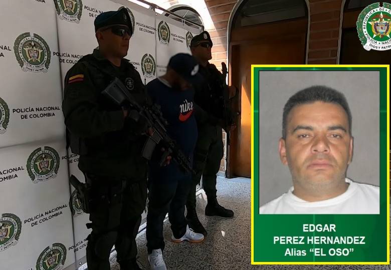 Édgar Pérez (“el Oso”) fue capturado el pasado diciembre en Bello. FOTOS cortesía policía y cti.
