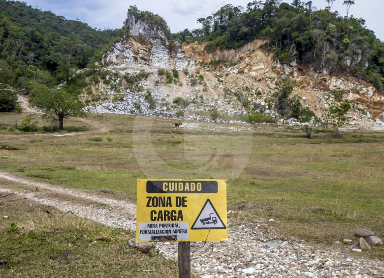 En la zona hay dos títulos mineros, pero ninguna licencia. No hay títulos a nombre de Calizas Portugal SAS, según autoridades. FOTO Juan antonio sánchez