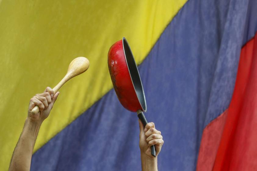 Forma de protesta paciífica durante las jornadas del paro nacional. Foto: Manuel Saldarriaga Quintero