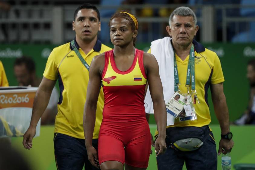 Jackeline Rentería quedó eliminada en los cuartos de final de la lucha en Río 2016. FOTO COLPRENSA