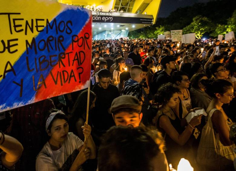 Protesta nacional e internacional por los líderes asesinados en Colombia. Foto: Julio César Herrera Echeverri