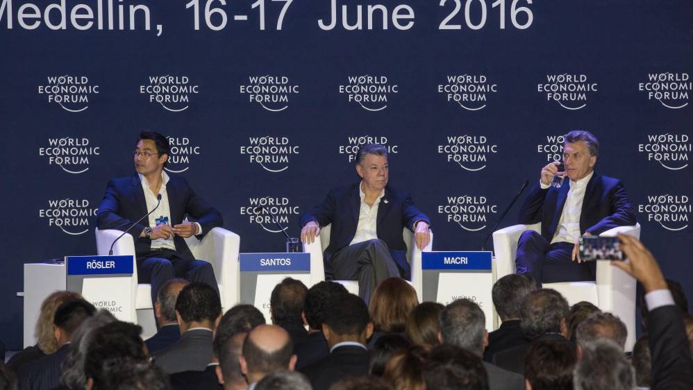 El Foro Económico Mundial, capítulo América Latina, se desarrolla entre el 16 y el 17 de junio en el hotel Intercontinental de Medellín. FOTO MANUEL SALDARRIAGA