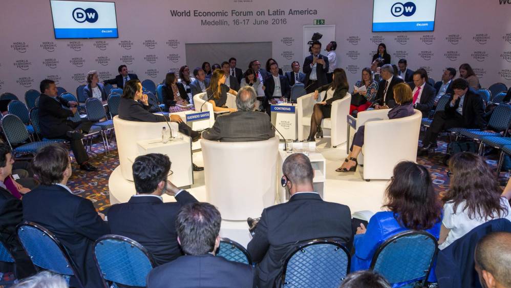 El Foro Económico Mundial, capítulo América Latina, se desarrolla entre el 16 y el 17 de junio en el hotel Intercontinental de Medellín. FOTO MANUEL SALDARRIAGA