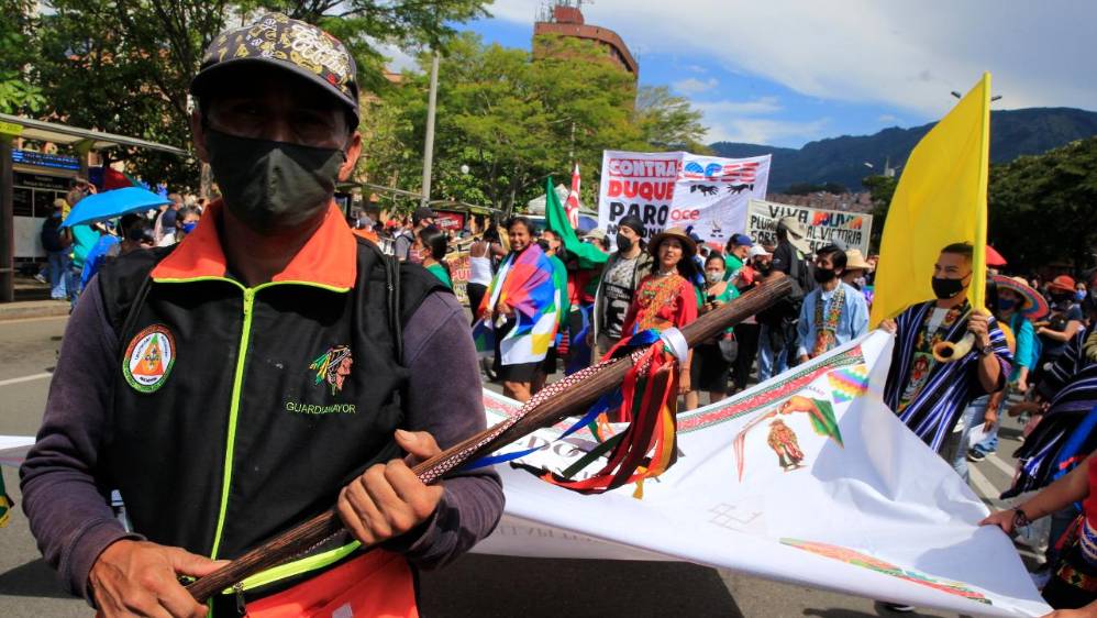 Marchas del 21 de octubre en Medellín. FOTO JUAN ANTONIO SÁNCHEZ